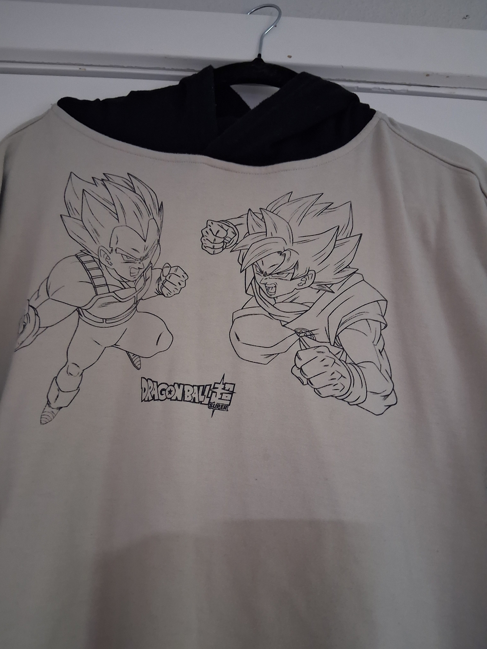 Kids Beige Dragon Ball Graphic Hoodie with Black Hood